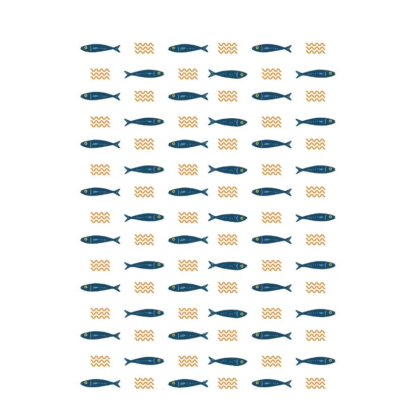 Minimalist Sardines and Waves Pattern for Summer