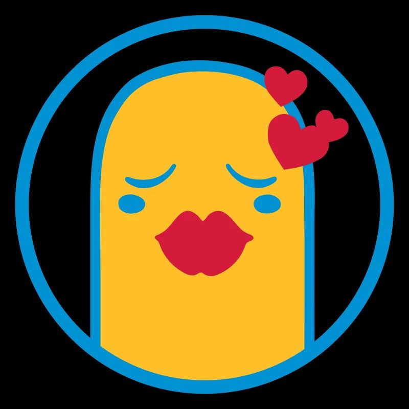 Niedliche Comic Figur (Kuss, Kreis)