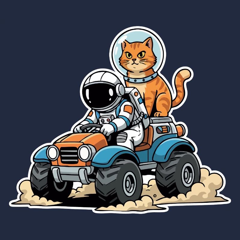 Chat Roux Astronaute Quad Lunaire Espace