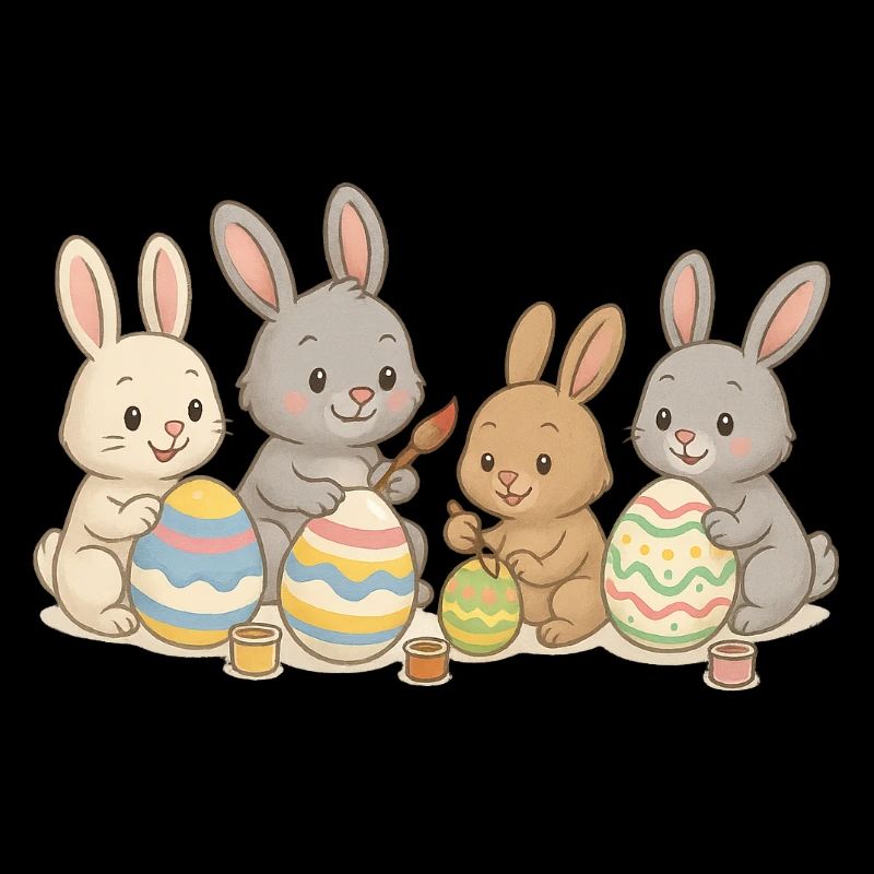 Bunny friends paint Easter eggs – Sweet Easter design