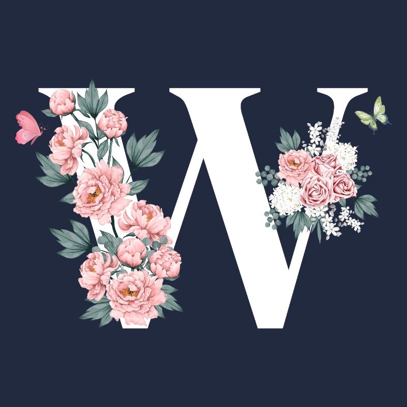 Lettre w fleurs rose