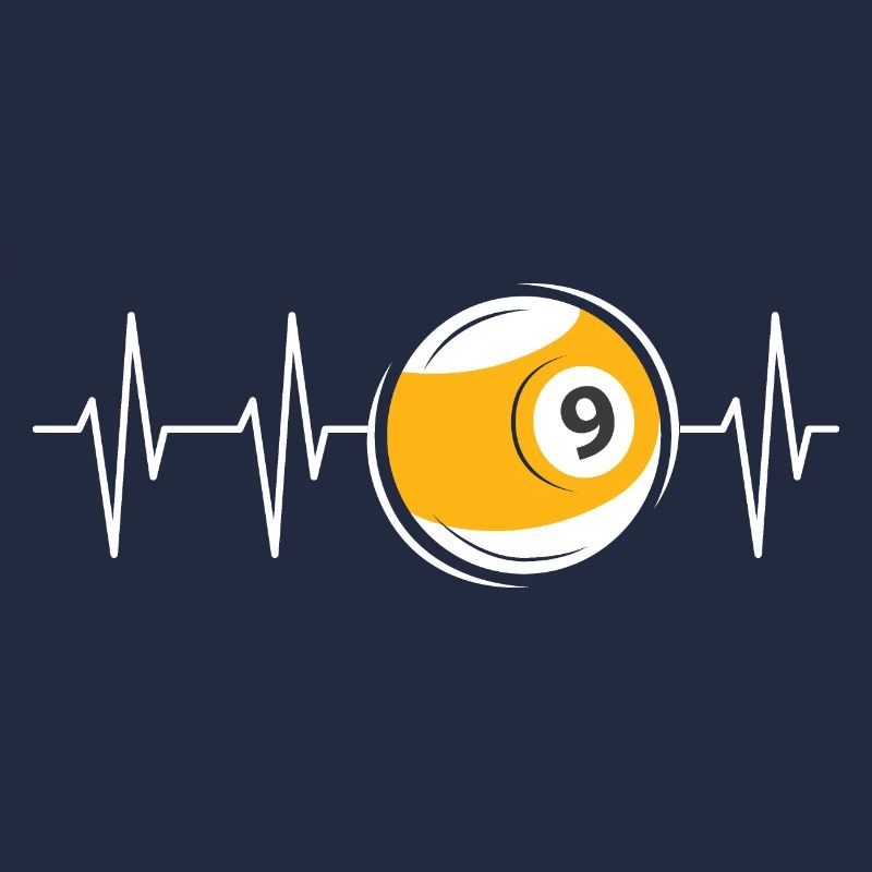 Heartbeat Billard 9-Ball Symbol Pulse Pool ECG
