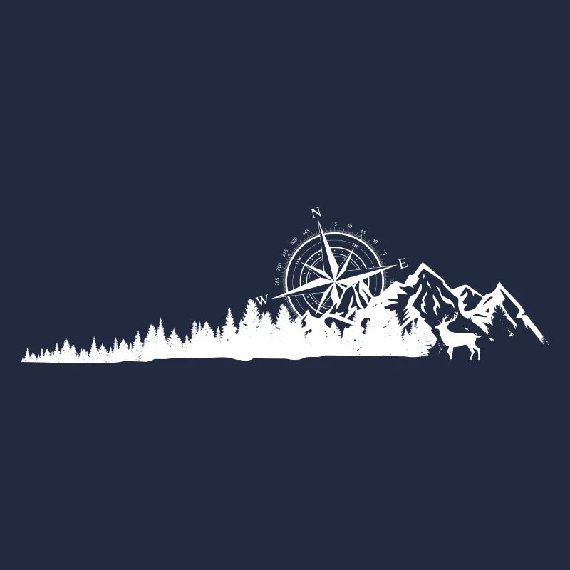 Compass Mountain Ridge Silhouette