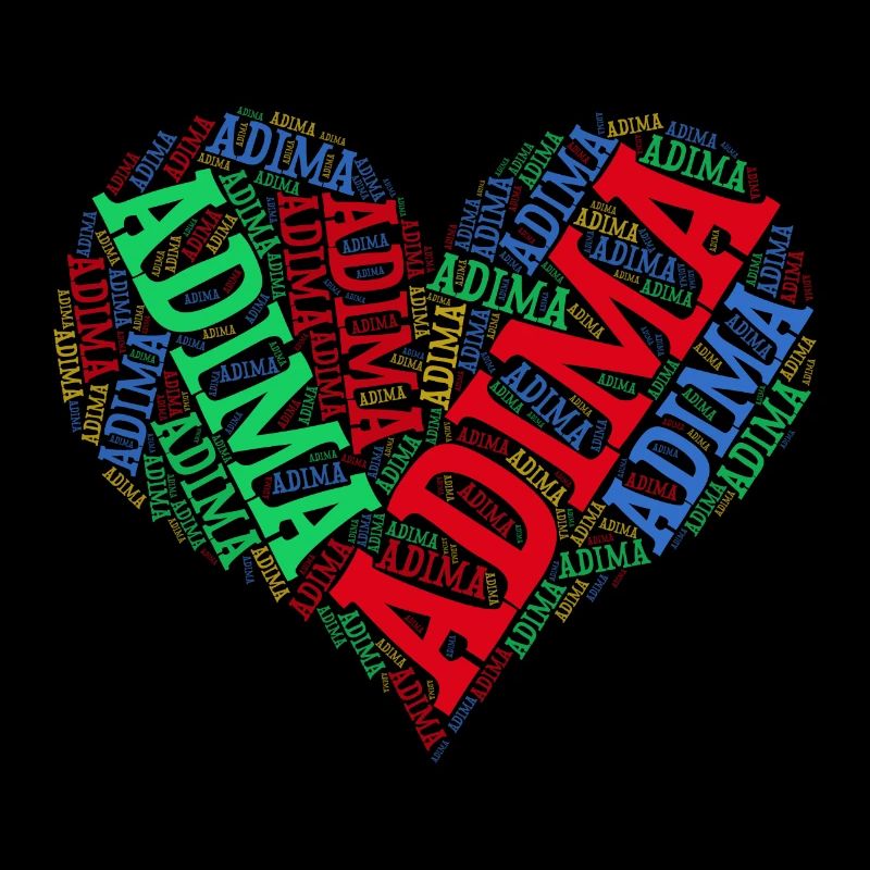 t-shirt Adima coeur nuage de mots texte texte collage