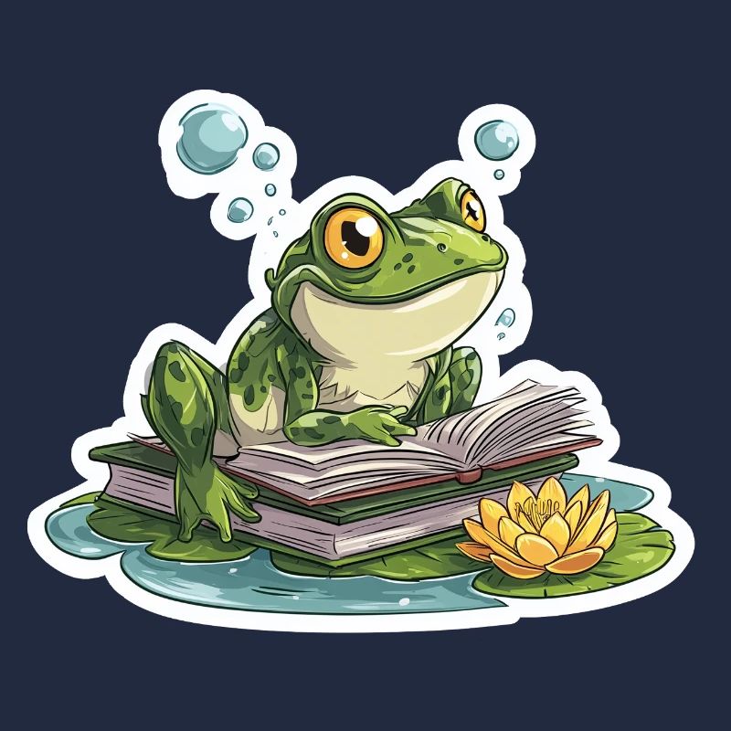 Frog Reading Pond Librarian Humor Reading
