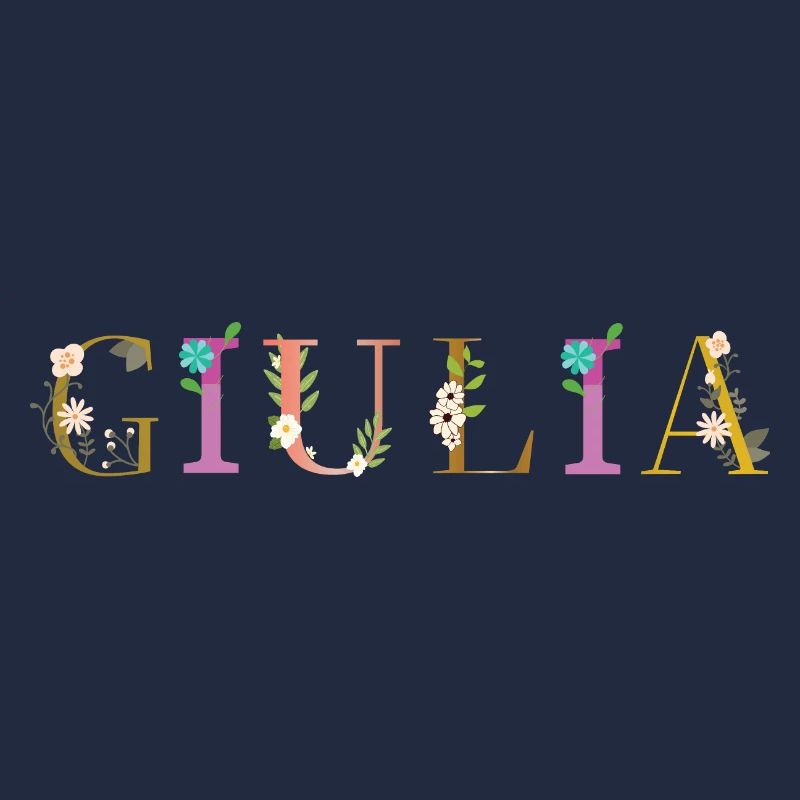 Le nom de GIULIA décoré de fleurs