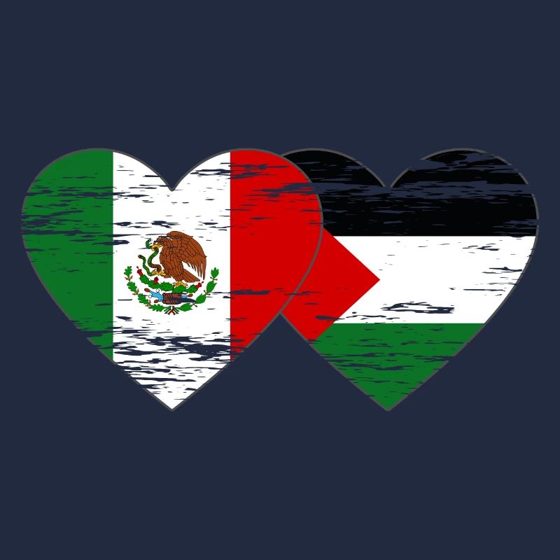 Mexique Palestine drapeau coeur utilisé