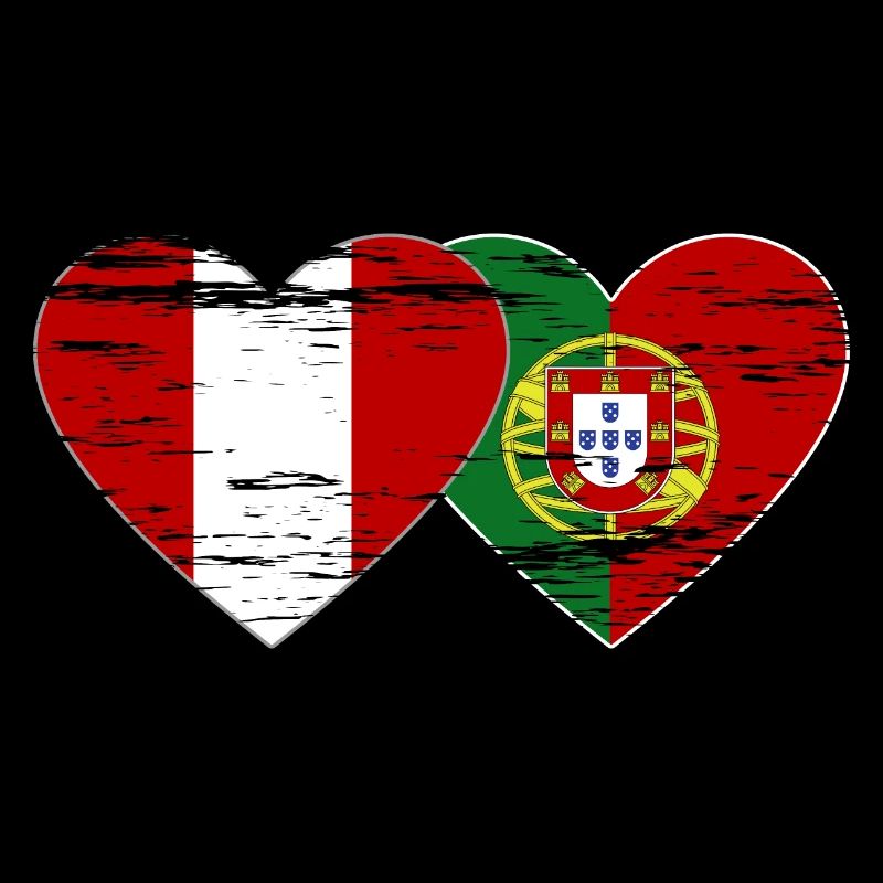 Pérou Portugal drapeau coeur utilisé