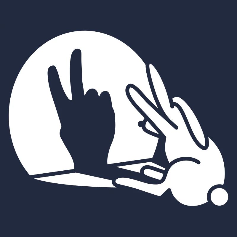Funny rabbit hare shadow hand victory peace V sign