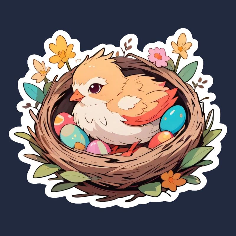 Easter basket with chicks