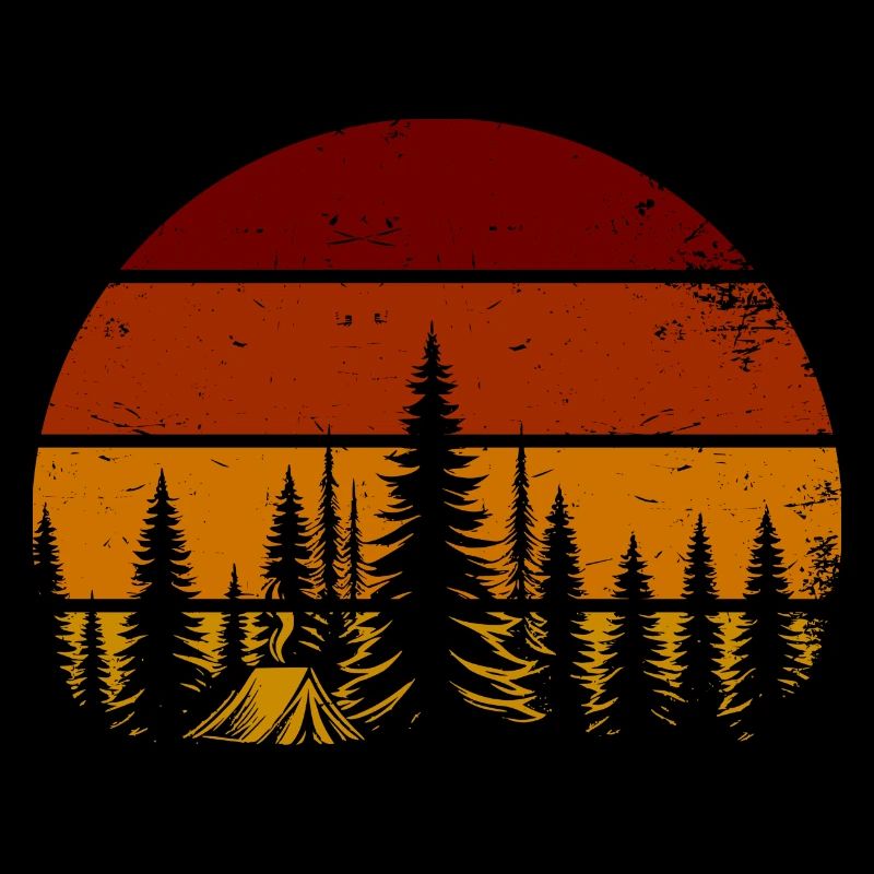 Coucher de soleil rétro dans la forêt – Ambiance camping