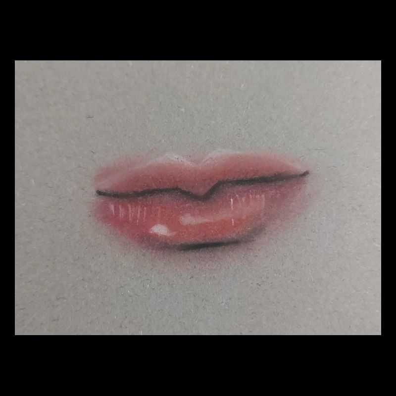 Expressive lip art on grey foil