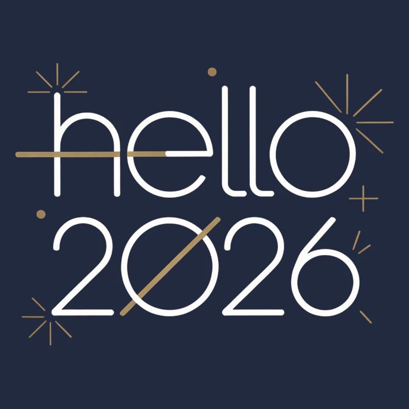 Hallo 2026 Line Art Neon