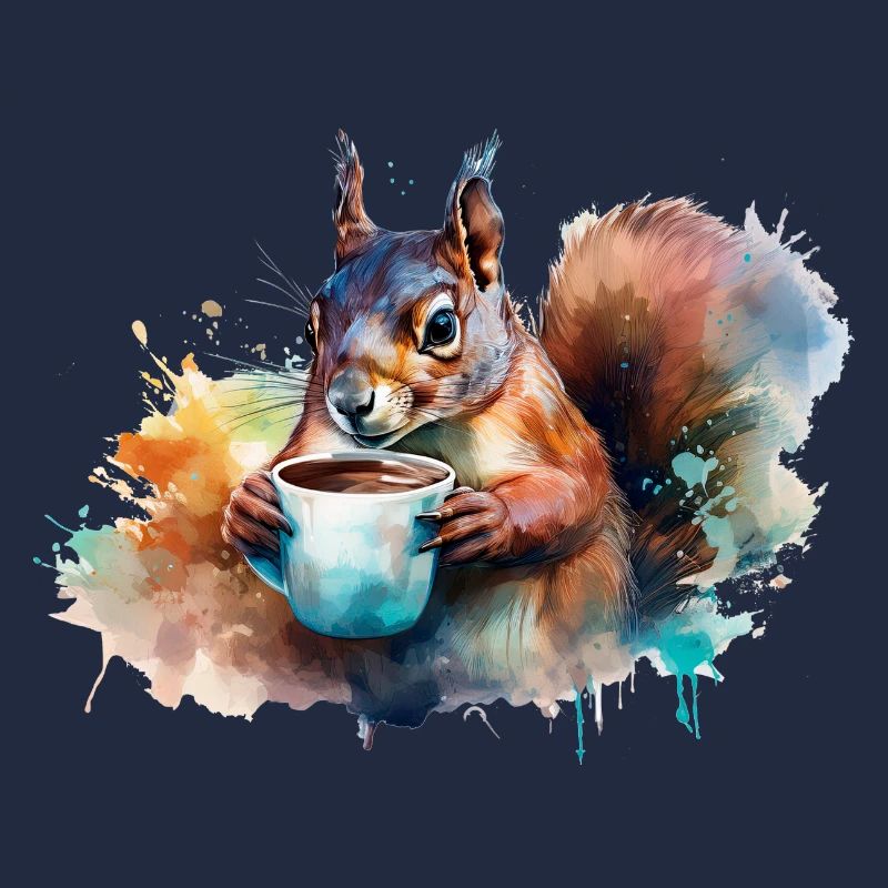 Écureuil buvant une tasse de café