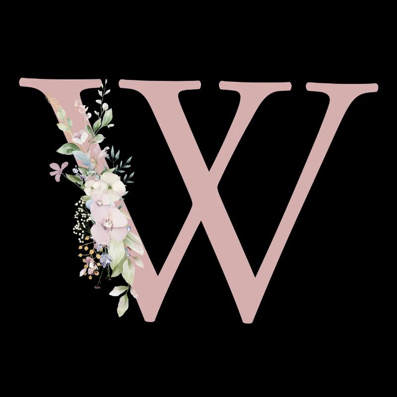 W Monogramm, Floral, personalisierbar