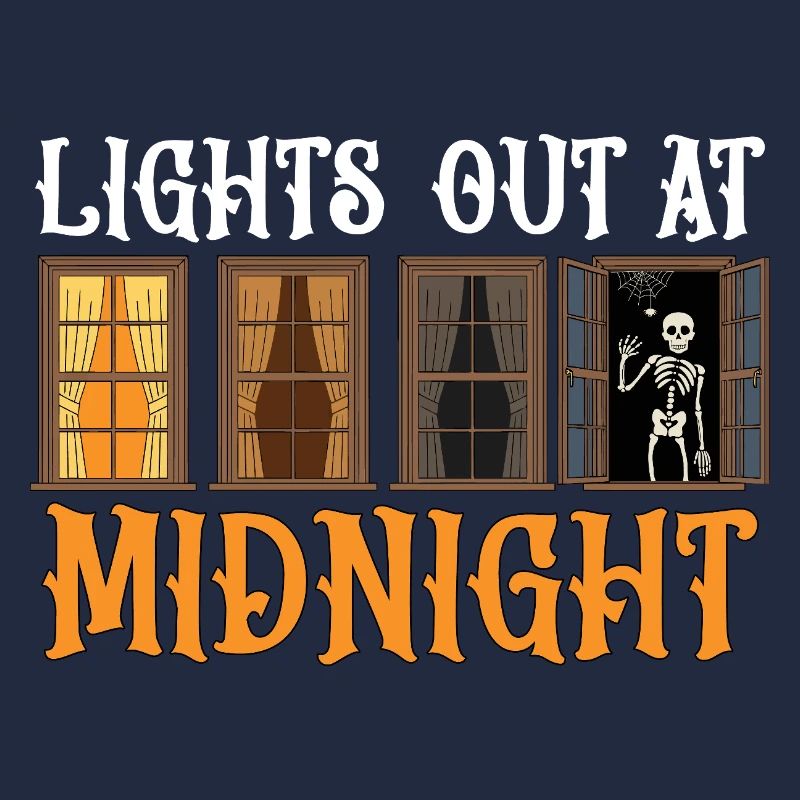Skeleton at the window at night