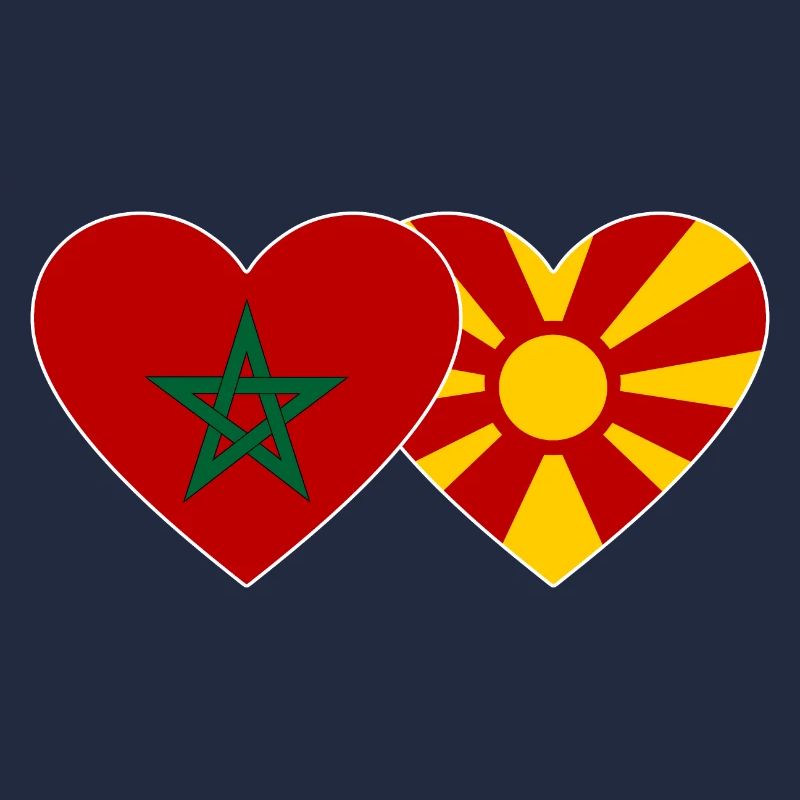 Maroc Macédoine Drapeau Coeur