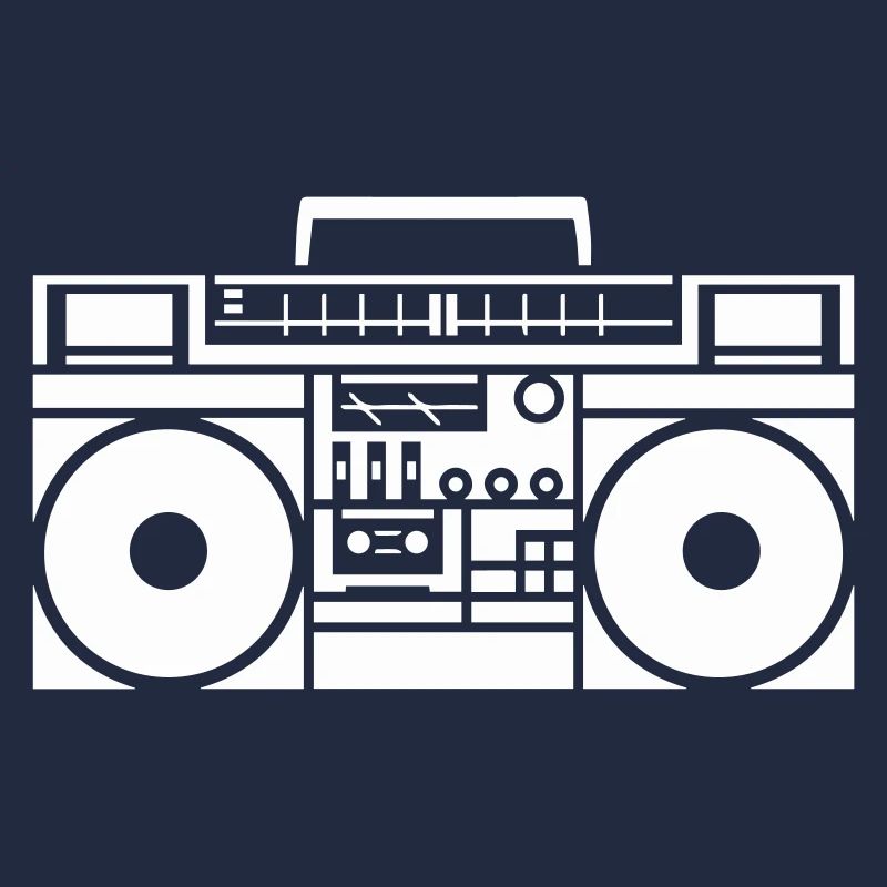 Retro Boombox Grafik Schwarzweiß