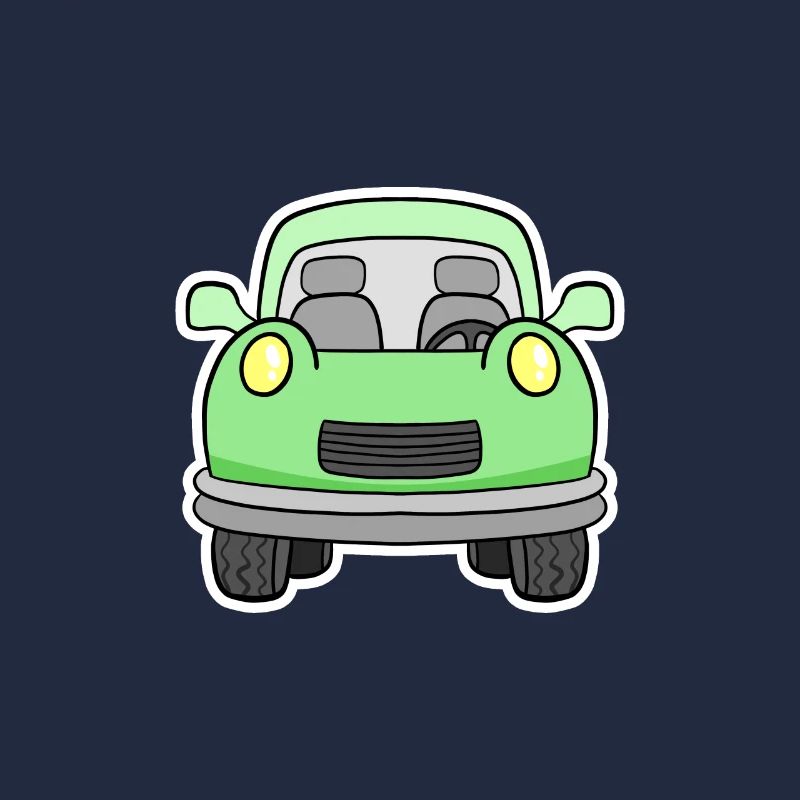 Vue frontale joyeuse de chariot vert