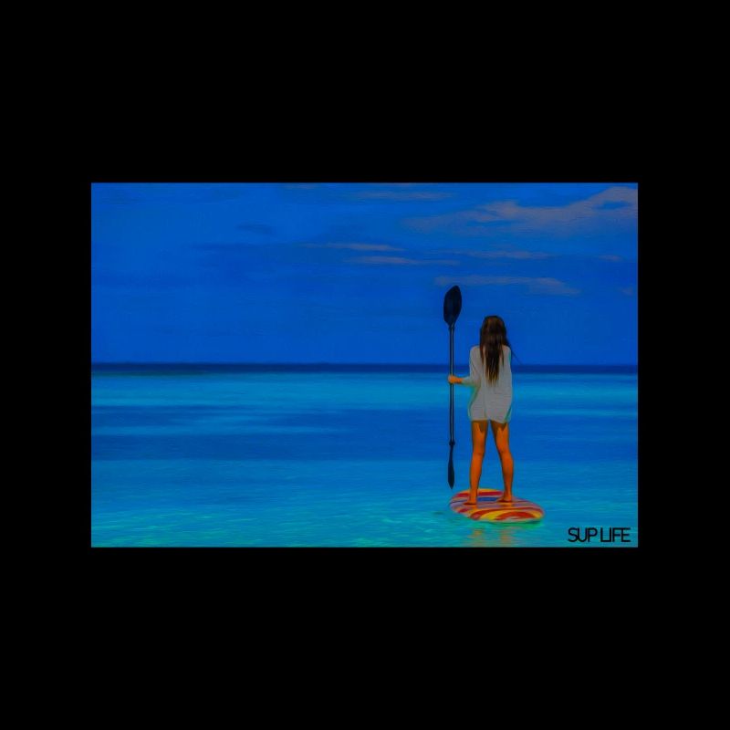 Paddleboarders à la mer tropicale