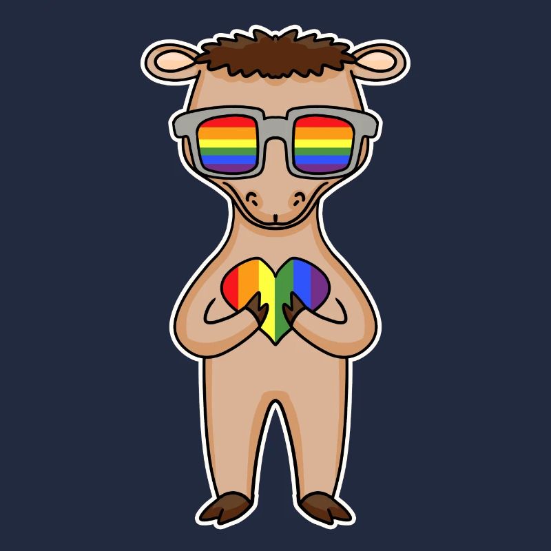 Regenbogen - Kamel mit Brille und Herz