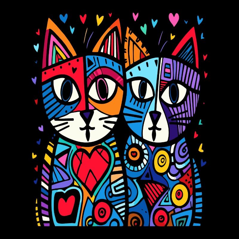 Aimer les chats entourés de cœurs