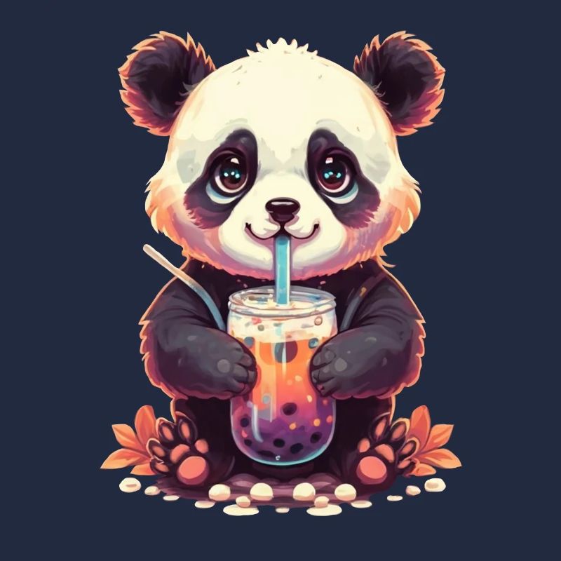 Kawaii Mignon Anime Panda Buvant Bubble Boba Tea