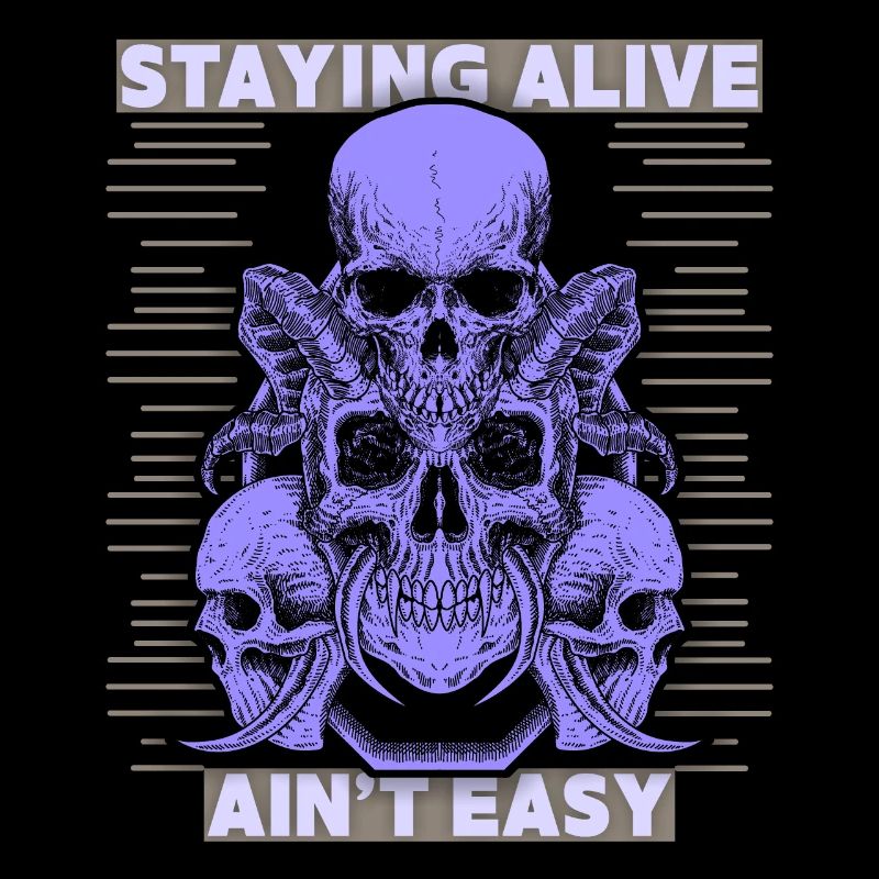 Totenköpfe, Spruch Staying Alive, Teufelsschädel
