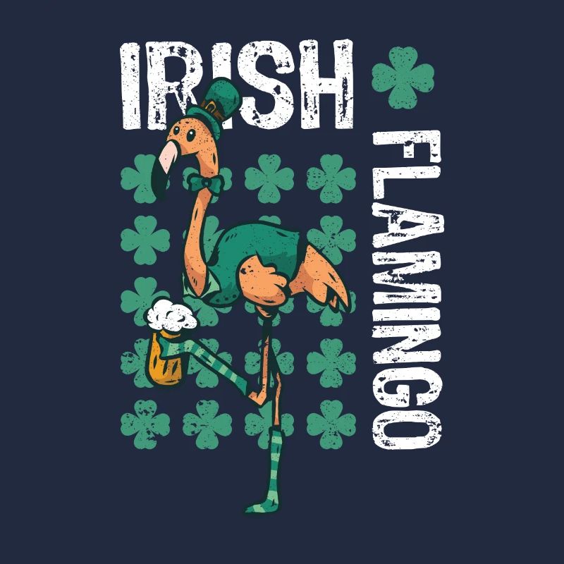 Flamant rose irlandais oiseau vert Saint-Patrick