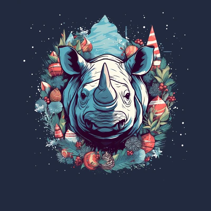 Rhino mit Xmas Elements, Love Rhinos
