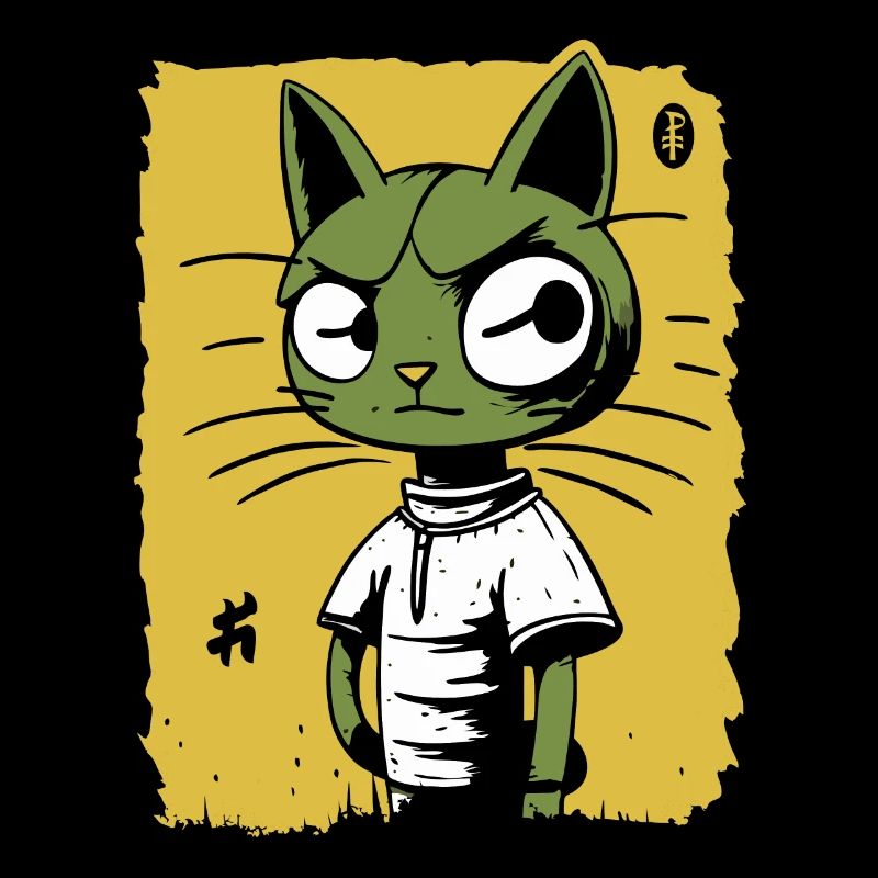 Un chat de dessin animé suspect