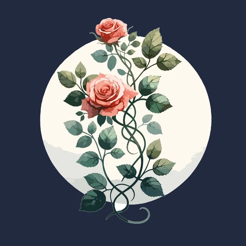 Vigne rose dessinée