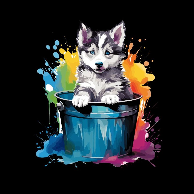 Siberian Husky Niedlicher Hund Farbeimer