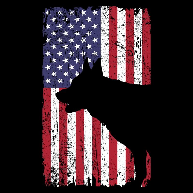 German Shepherd Dog with USA Flag