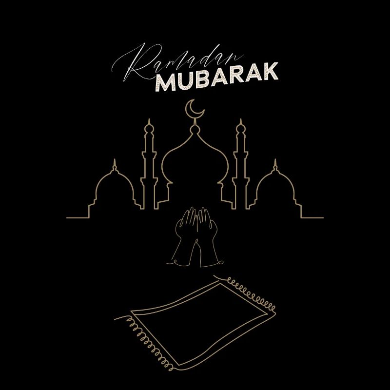 Ramadan Moubarak prient les mains tapis
