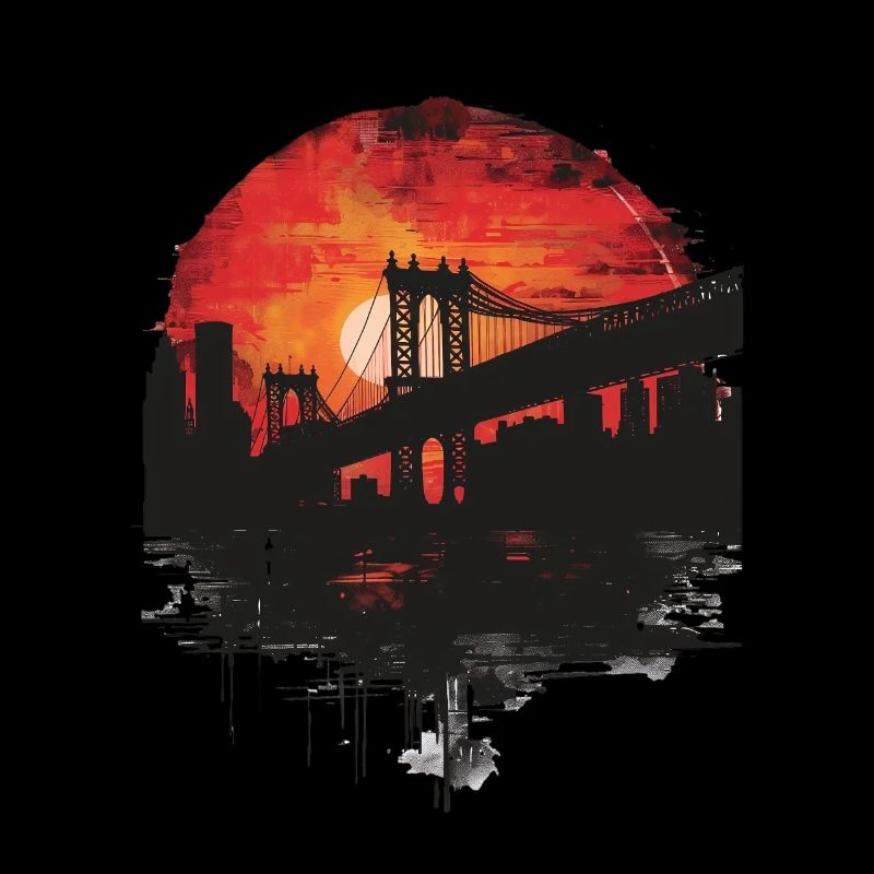Coucher de soleil Paysage du pont de Brooklyn