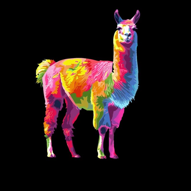 Lama Alpaka Regenbogen Kunstwerk