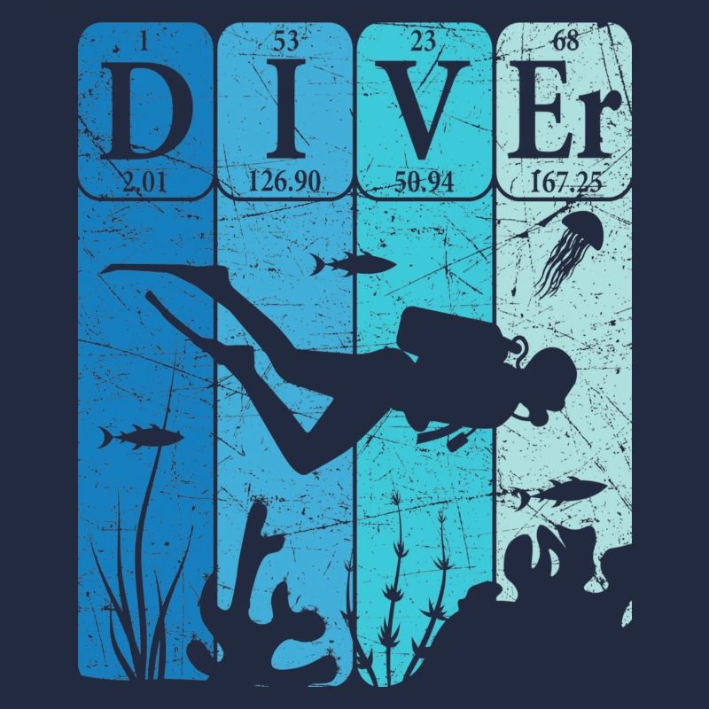 Scuba Diver Periodic Table Elements Retro