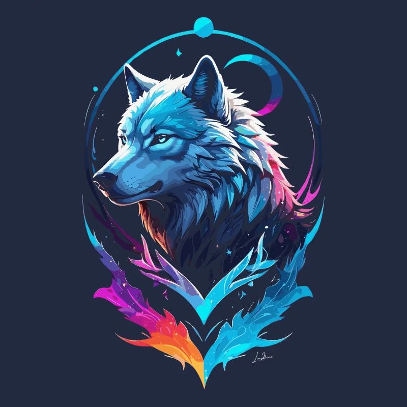 Wolf Painting Multicolor Fantasy