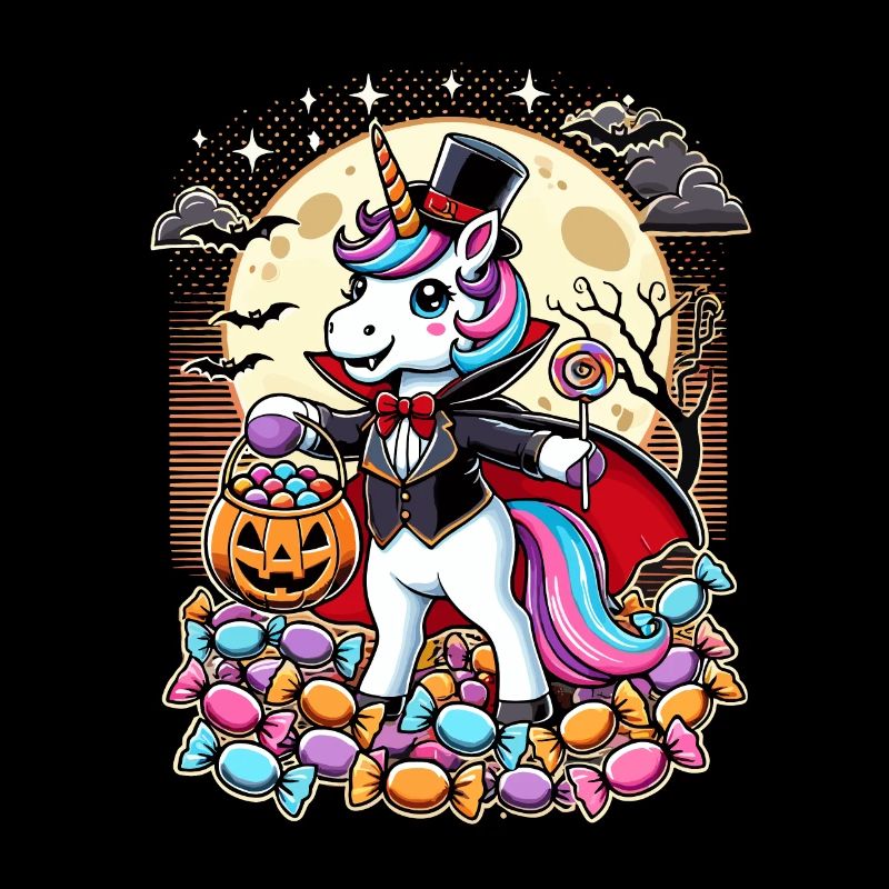 Drôle de licorne vampire aime les bonbons