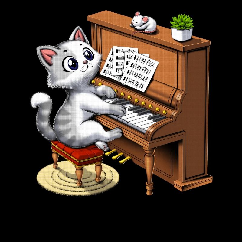 Cat Playing Piano