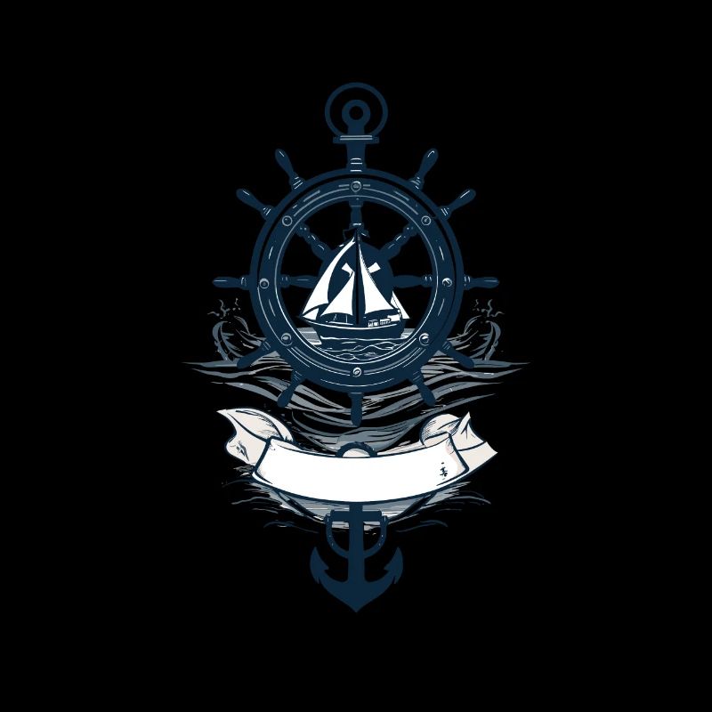 Captain Steering Wheel Anchor Sailboat Adventure