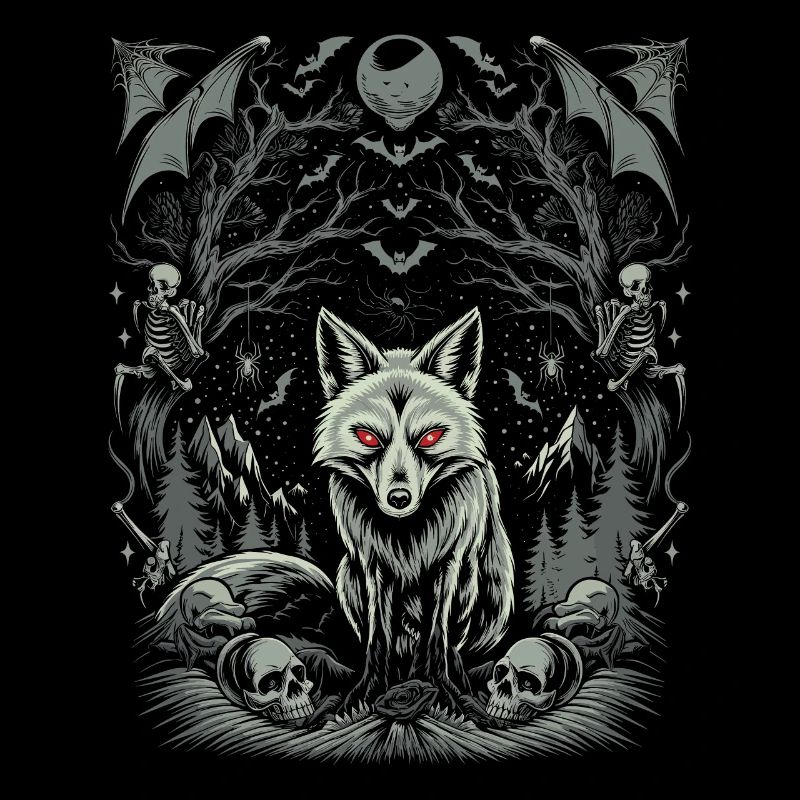 Dark Cottagecore Aesthetic Wolf in the Moonlight