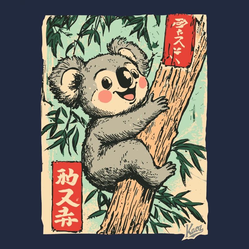 Retro Japanese Postcard with Koala