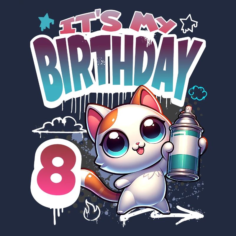 8th Birthday Cat Graffiti