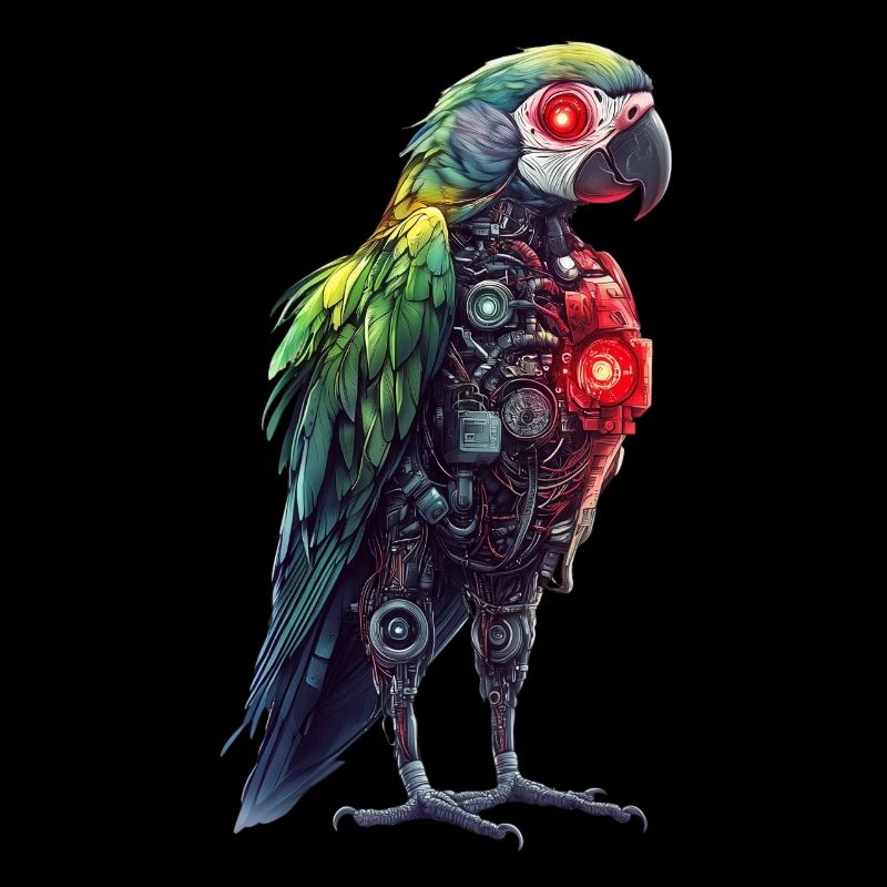 Funny Robot Art Parrot Cyborg Bird Parrot