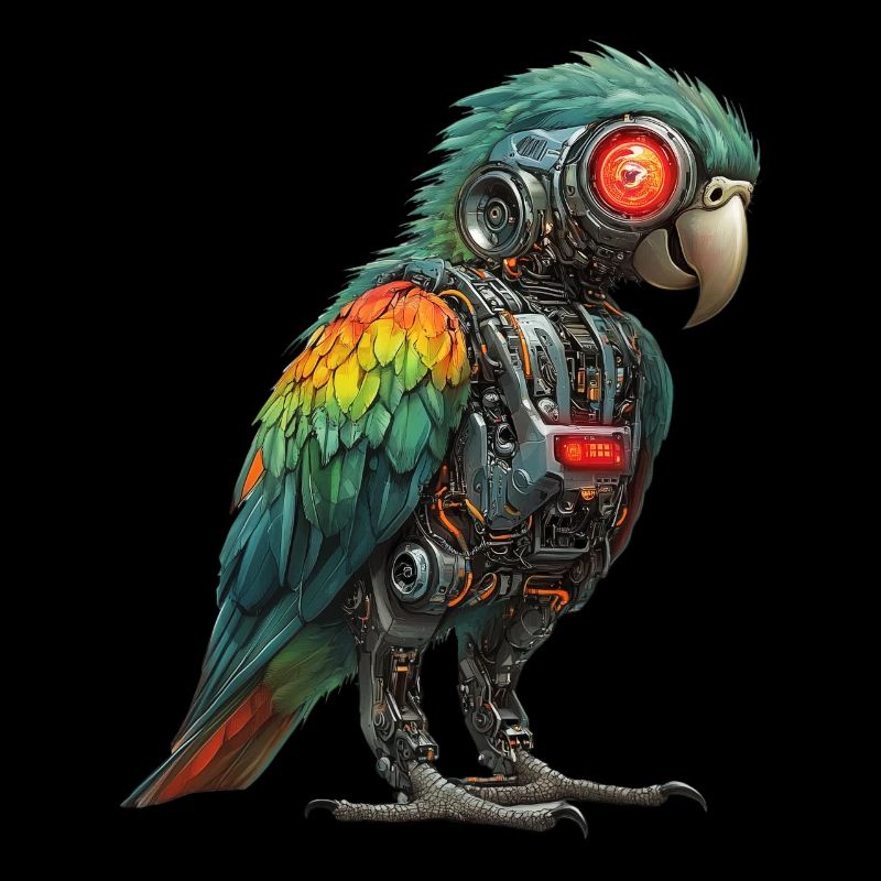 Funny Robot Art Parrot Cyborg Bird Parrot