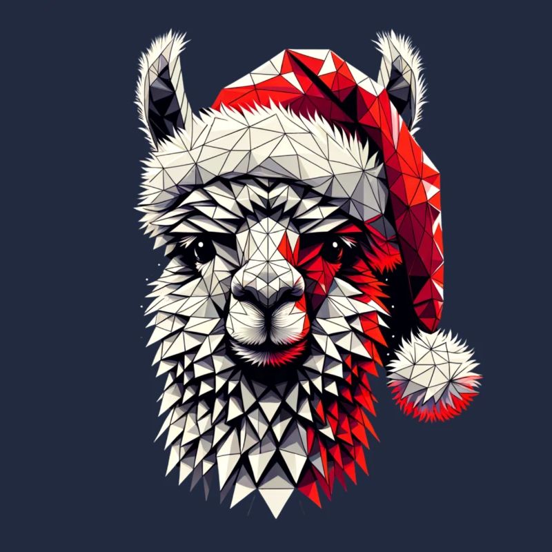 Polygon Art Llama Santa Hat Original