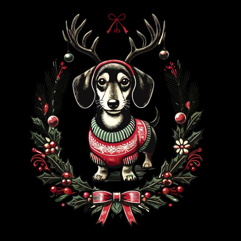 Fröhlicher Dackel Im Weihnachtspullover