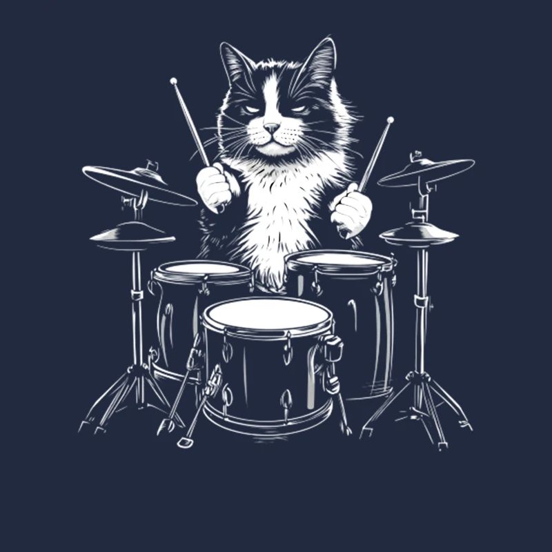 Cat Drummer Illustration: Cool Cat On